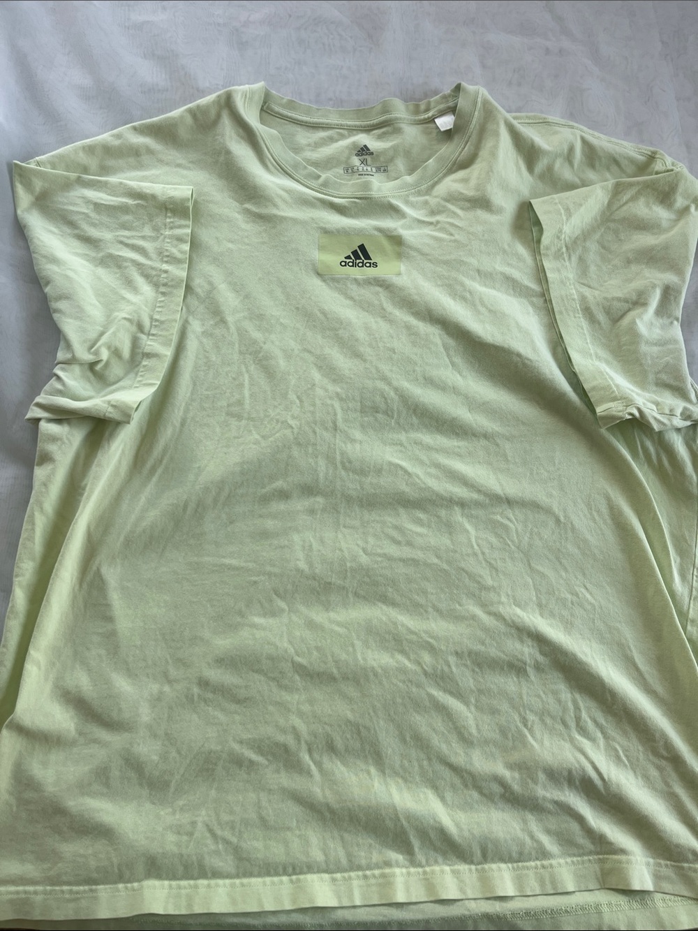 adidas Pale Lime Crewneck Tee with Center Logo